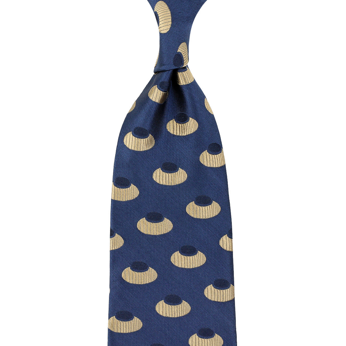 Geometrical Jacquard Silk Tie - Light Navy - Hand-Rolled