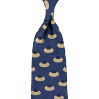Geometrical Jacquard Silk Tie - Light Navy - Hand-Rolled