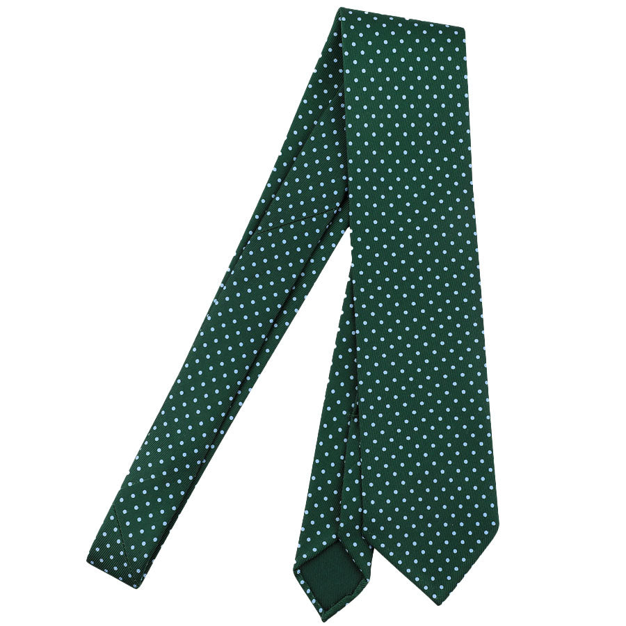 Dotted Printed Silk Tie - Forest - Hand-Rolled