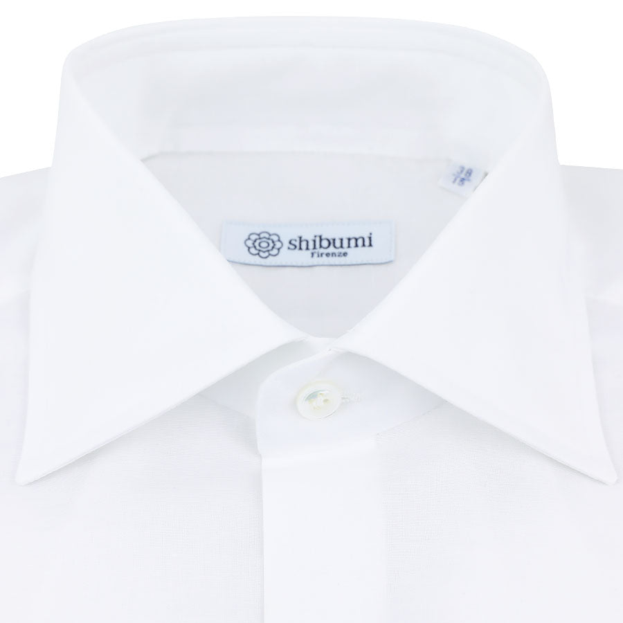 Cotton / Linen Semi Spread Shirt - White