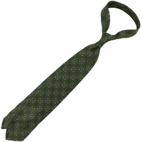Printed Grossa Grenadine Silk Tie - Olive - Hand-Rolled