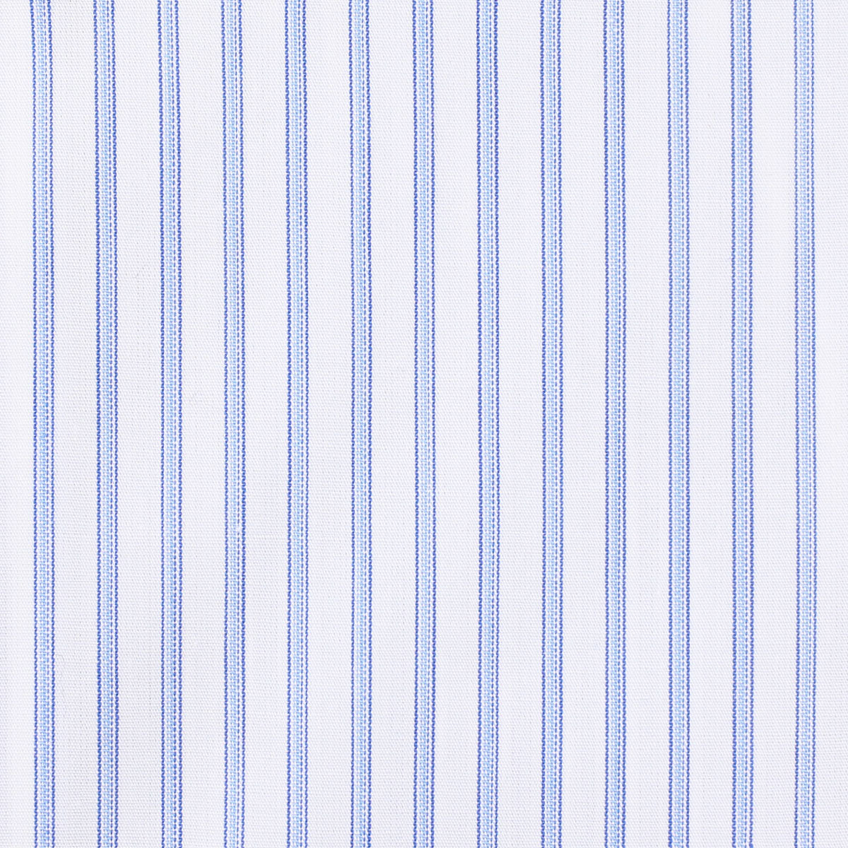 Poplin Semi Spread Shirt - White / Blue - Ticking Stripe