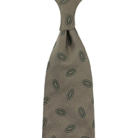 Geometrical Jacquard Silk Tie - Army  - Hand-Rolled
