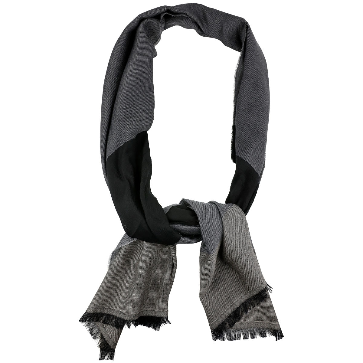 Striped Wool / Silk Scarf - Charcoal / Grey