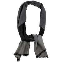 Striped Wool / Silk Scarf - Charcoal / Grey
