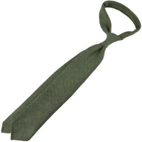 Plain Cashmere Tie - Moss Green - Hand-Rolled