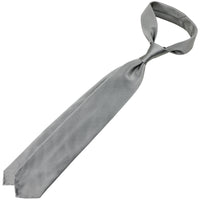 Plain Japanese Jacquard Silk Tie - Silver - Hand-Rolled