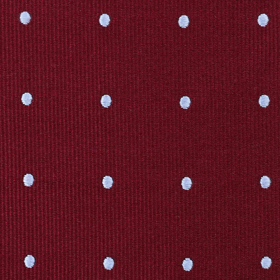 Polka Dot Bespoke Jacquard Silk Tie - Burgundy / Sky Blue