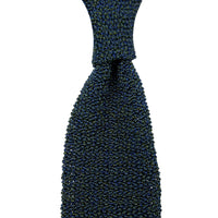 Crunchy Silk Knit Tie - Petrol Mottled