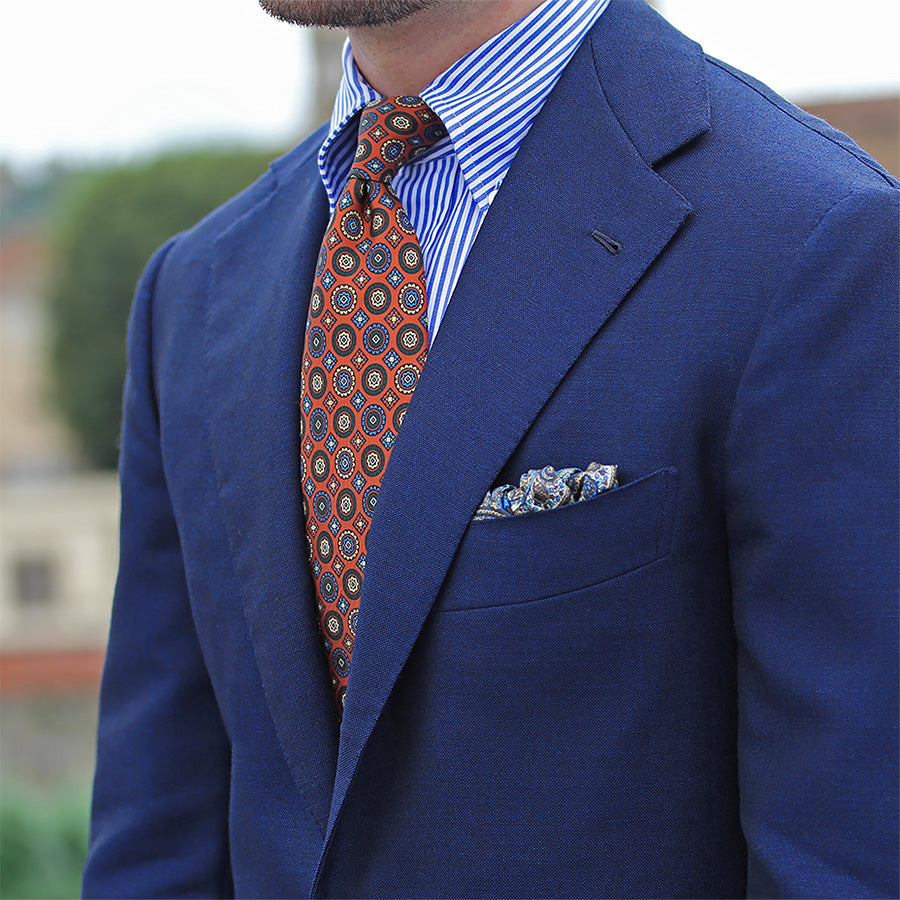 Anniversary Collection - Floral Printed Silk Tie - Rust