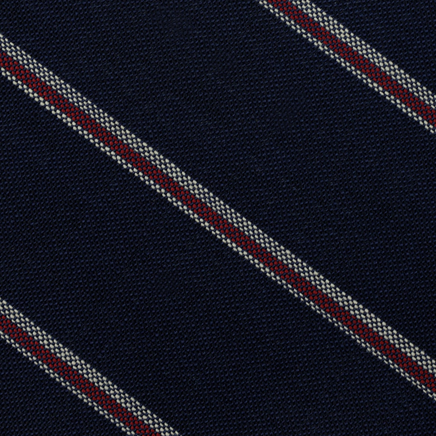 Fox Brothers Striped Wool Bespoke Tie - Navy