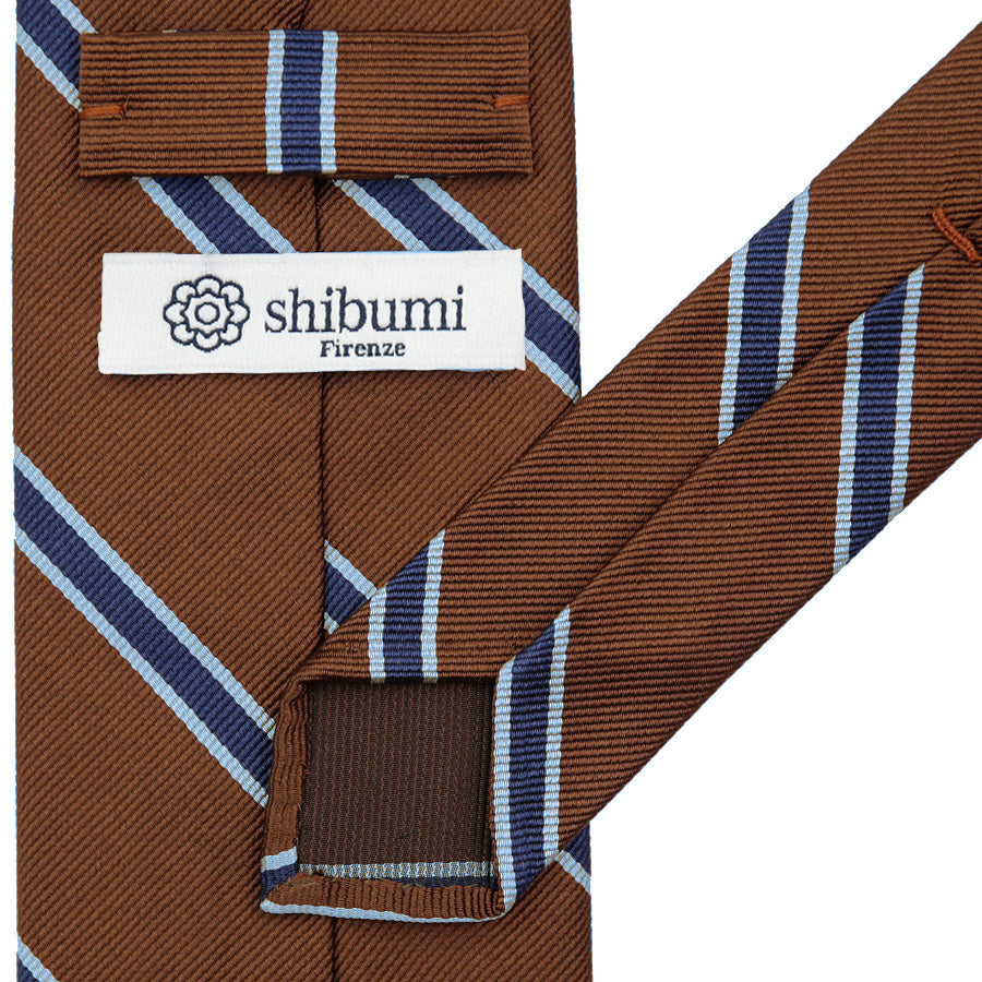 Repp Stripe Silk Tie - Copper - Hand-Rolled