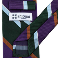Japanese Repp Stripe Silk Tie - Forest / Purple