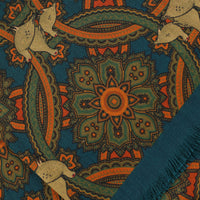 Animal Printed Wool / Silk Scarf - Petrol