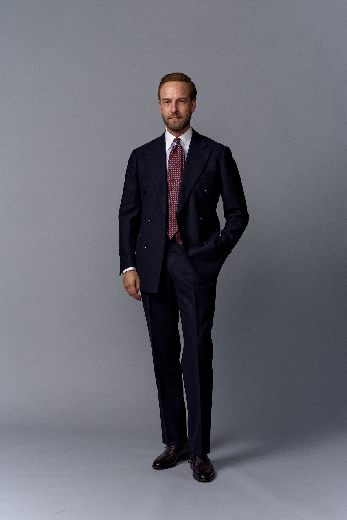 Anniversary Collection - Floral Printed Silk Tie - Burgundy