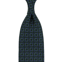 Chain Printed Silk Tie - Madder Green - Hand-Rolled