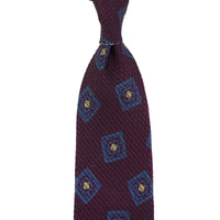 Printed Grossa Grenadine Silk Tie - Eggplant - Hand-Rolled