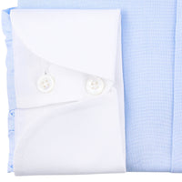 Poplin Semi Spread Shirt - Sky Blue / White - Contrast Collar w/ Cocktail Cuffs