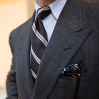 Equestrian Motif Silk Pocket Square - Black - 40x40cm