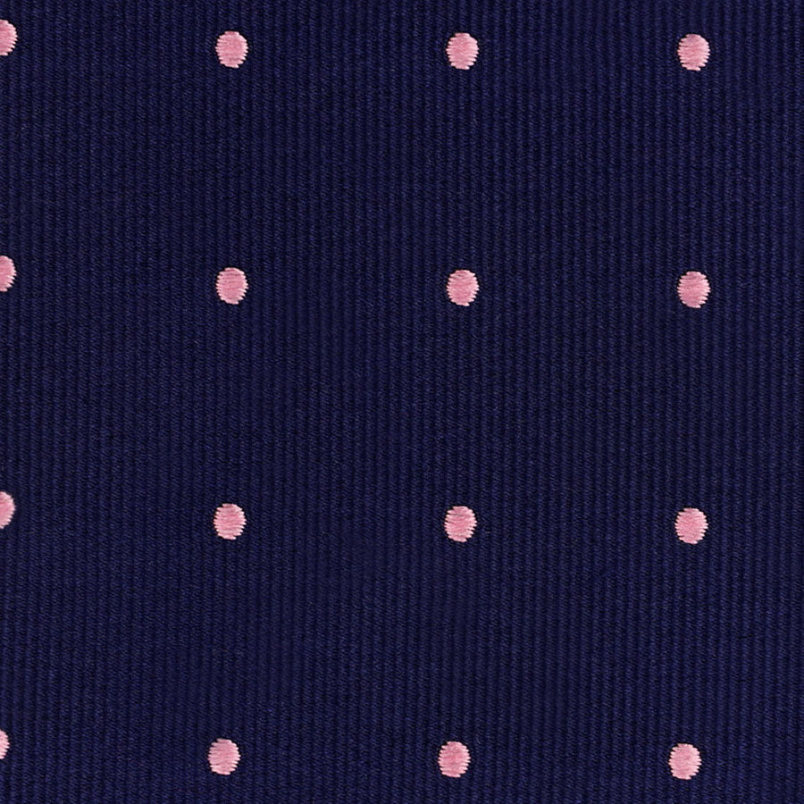 Polka Dot Bespoke Jacquard Silk Tie - Navy / Pink