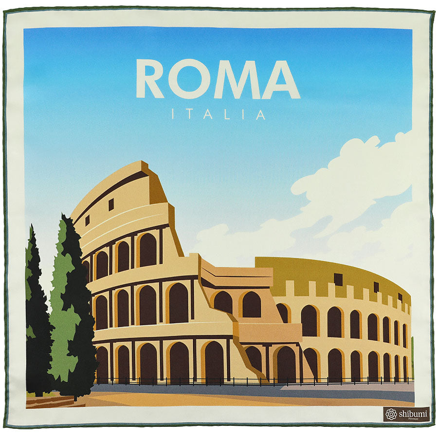 Roma Travel Poster Silk Pocket Square - 40x40cm