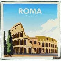 Roma Travel Poster Silk Pocket Square - 40x40cm