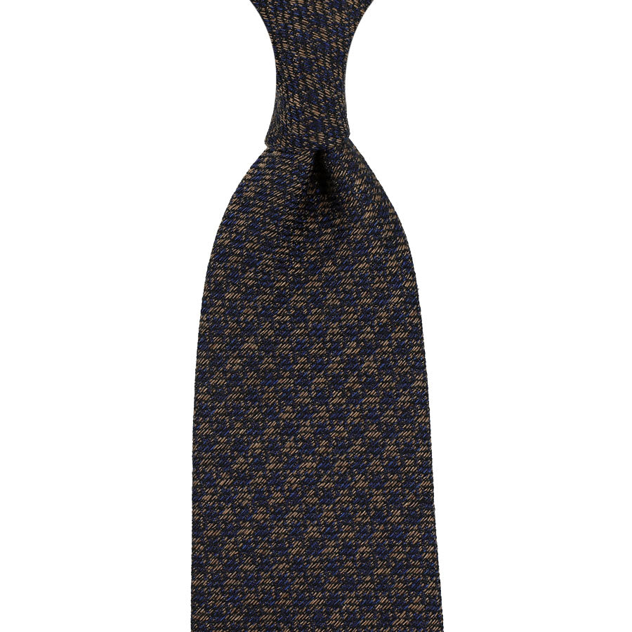 Houndstooth Silk / Wool / Cotton Tie - Brown / Navy