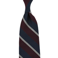 Striped Fina Grenadine Silk Tie - Navy / Burgundy / White