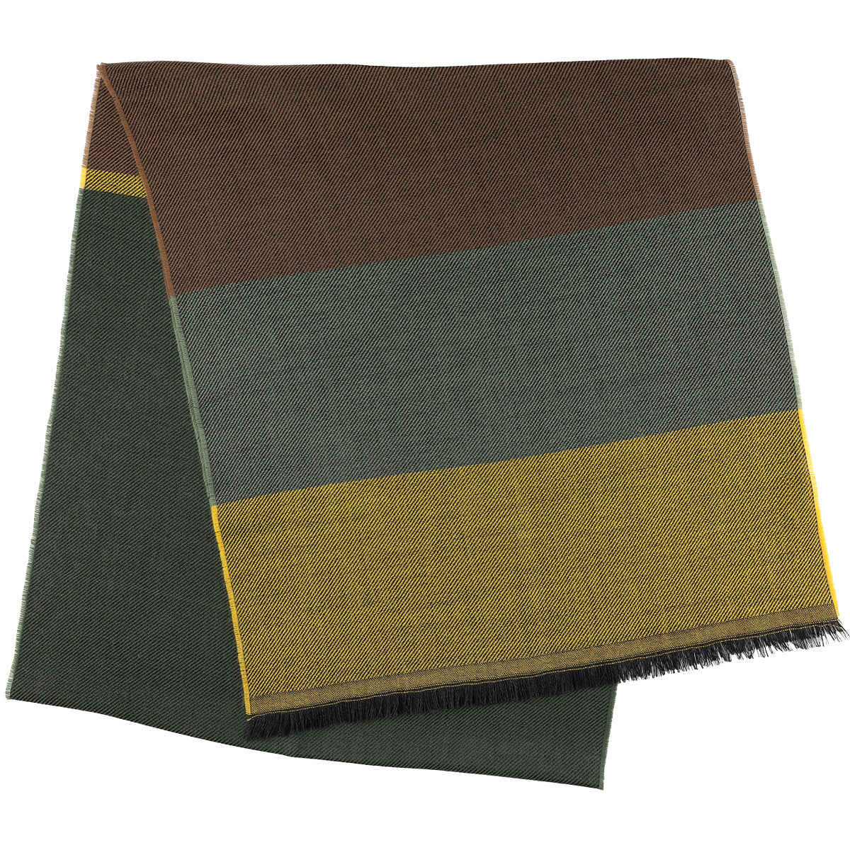 Striped Wool Scarf - Green / Brown / Yellow