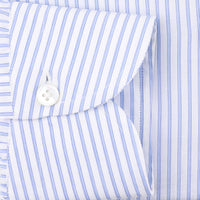 Poplin Semi Spread Shirt - White / Blue - Ticking Stripe