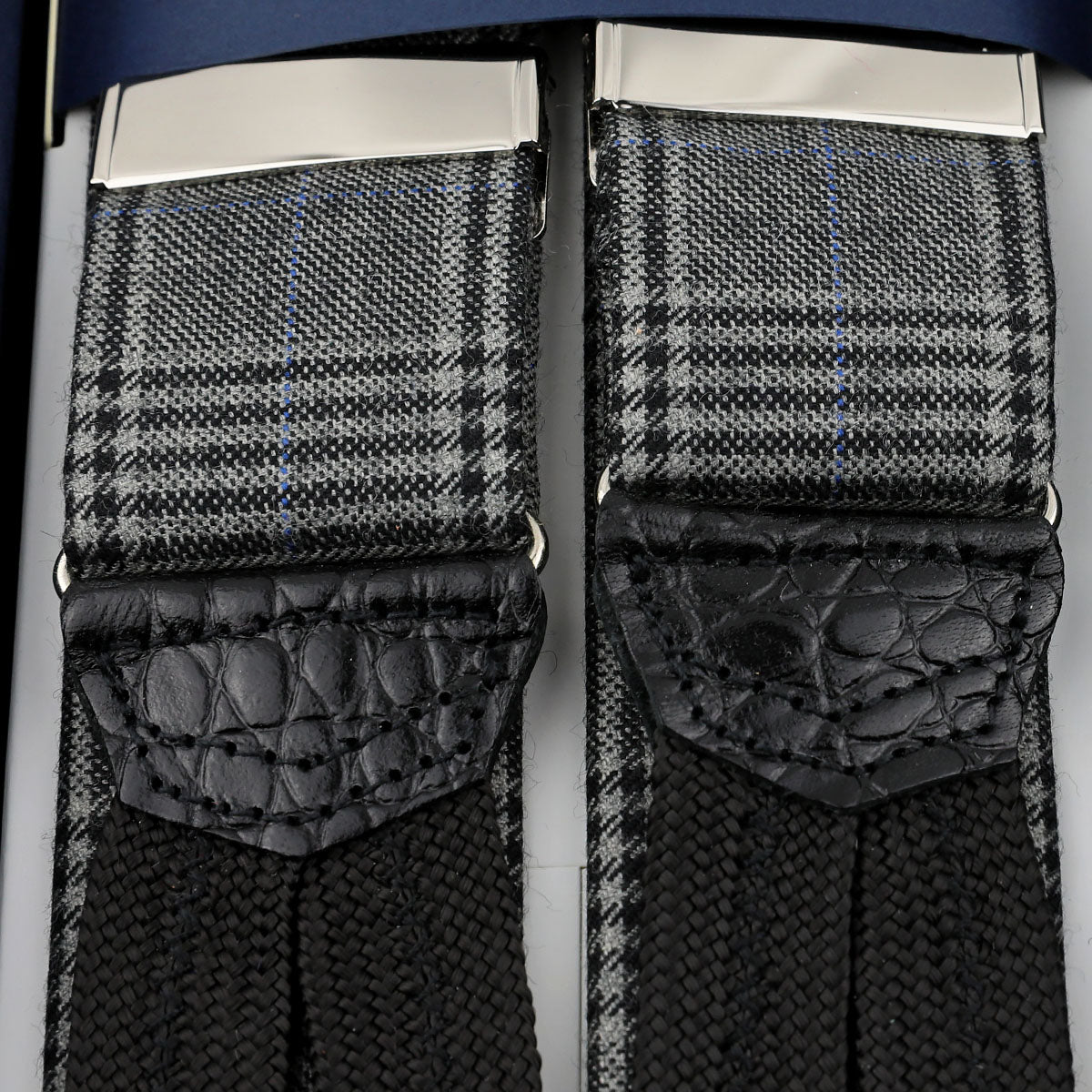 Checked Wool Braces - Black / White