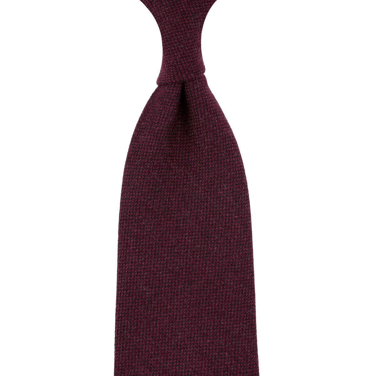Plain Cashmere Tie - Burgundy - Hand-Rolled