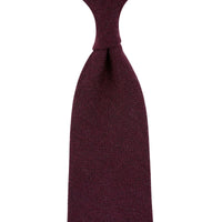 Plain Cashmere Tie - Burgundy - Hand-Rolled