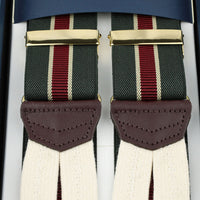 Elastic Barathea Braces - Dark Olive / Cream / Burgundy