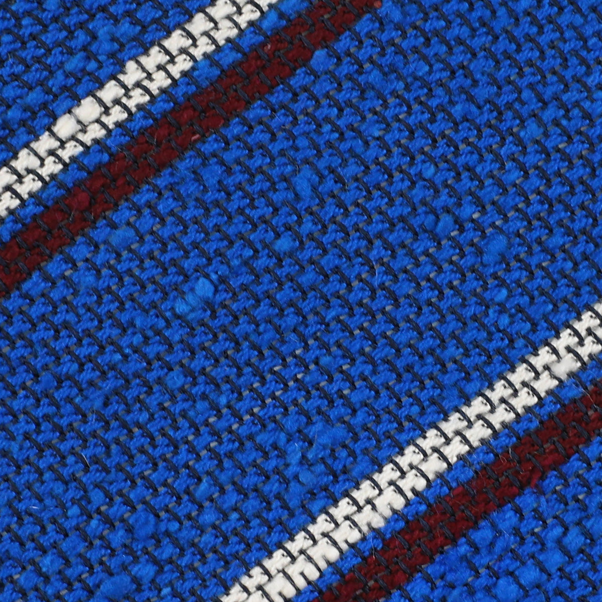 Striped Shantung Grenadine Bespoke Tie - Blue / White / Burgundy
