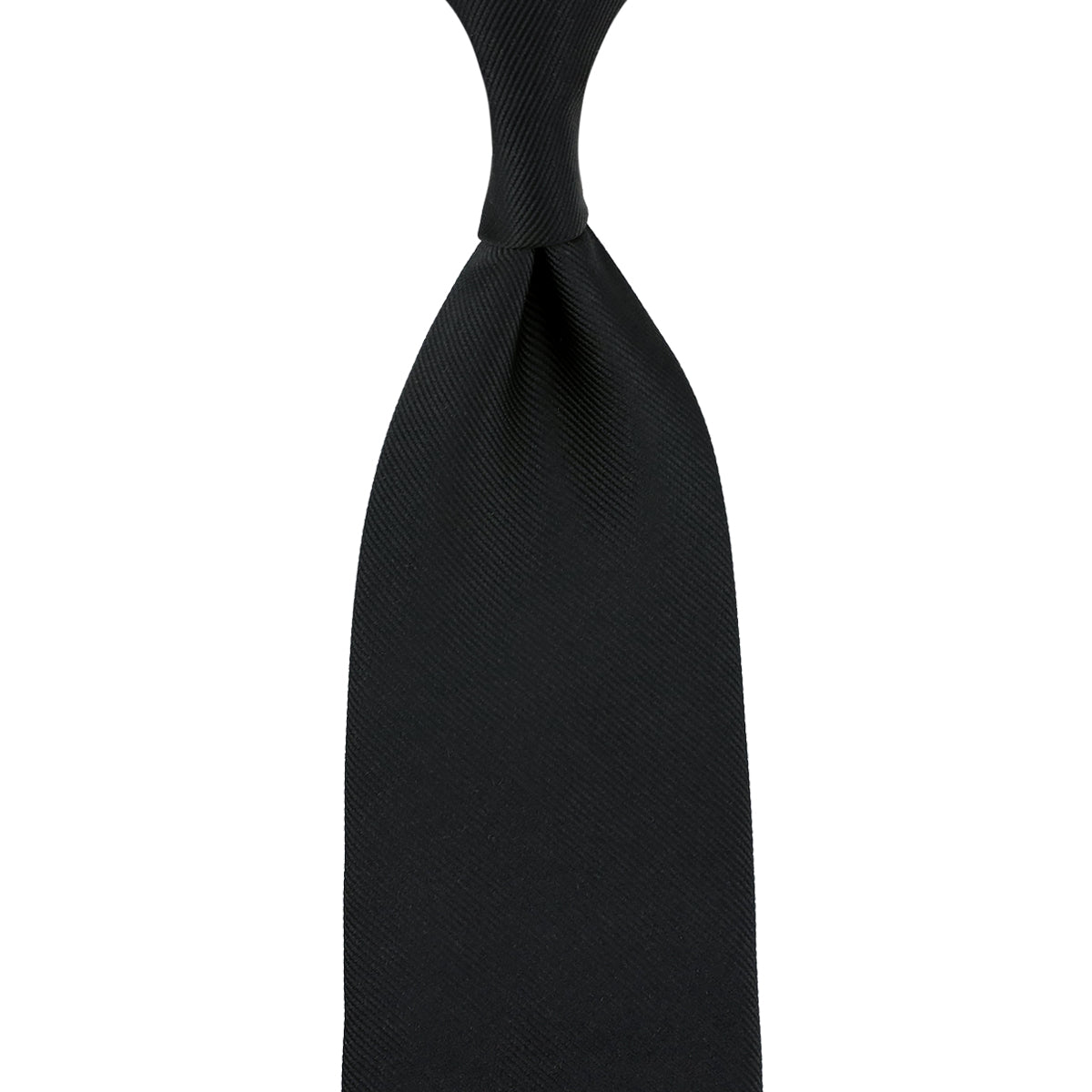 Plain Japanese Jacquard Silk Tie - Black - Hand-Rolled
