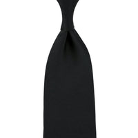Plain Japanese Jacquard Silk Tie - Black - Hand-Rolled