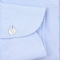 Poplin Semi Spread Shirt - White / Light Blue - Gingham