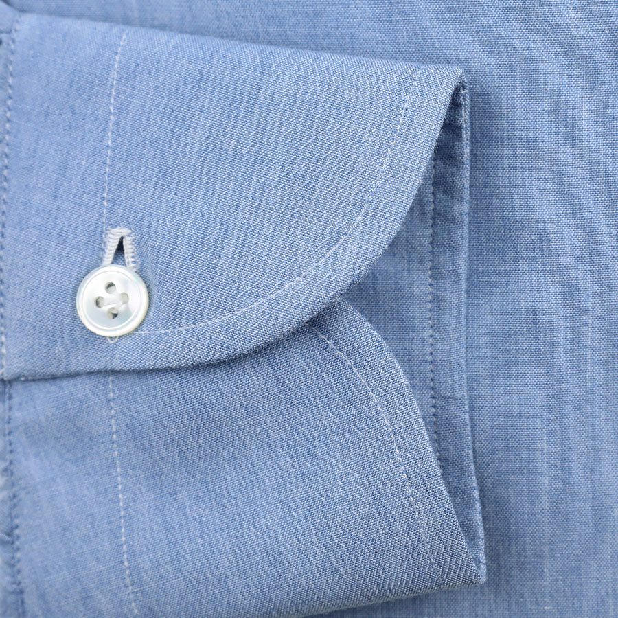 Chambray Semi Spread Shirt - Blue - Regular Fit