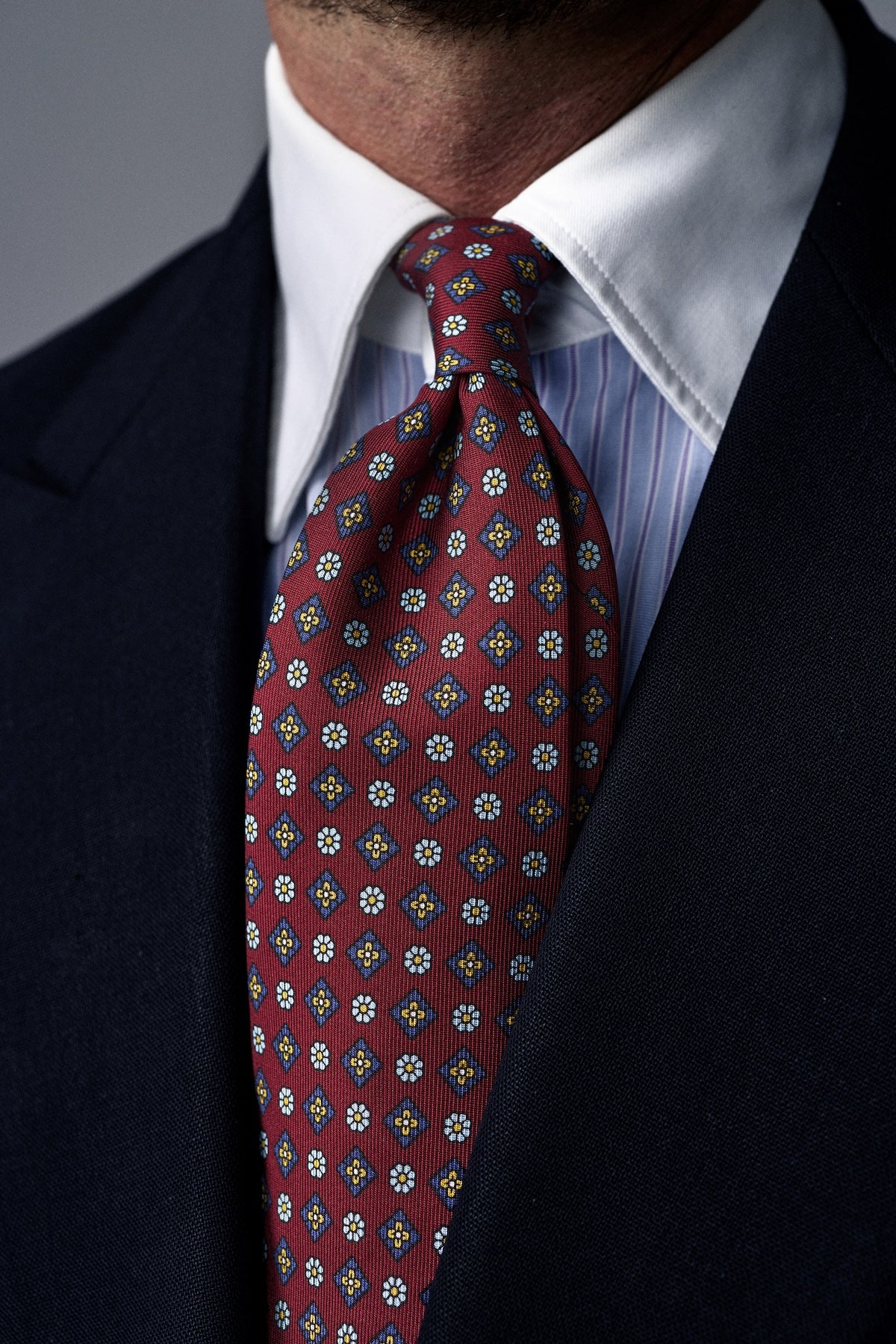 Anniversary Collection - Floral Printed Silk Tie - Burgundy