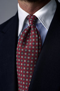 Anniversary Collection - Floral Printed Silk Tie - Burgundy