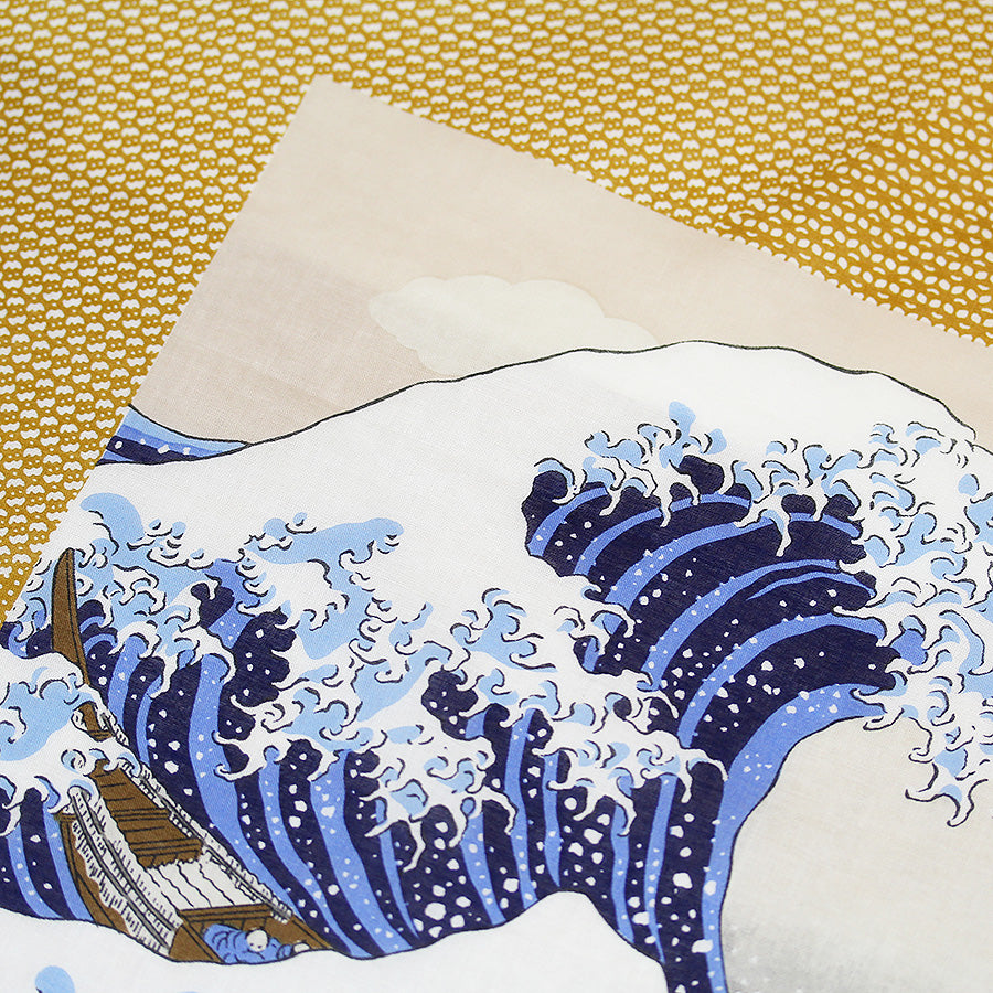 Ukiyo-e Cotton Handkerchief - Gold I