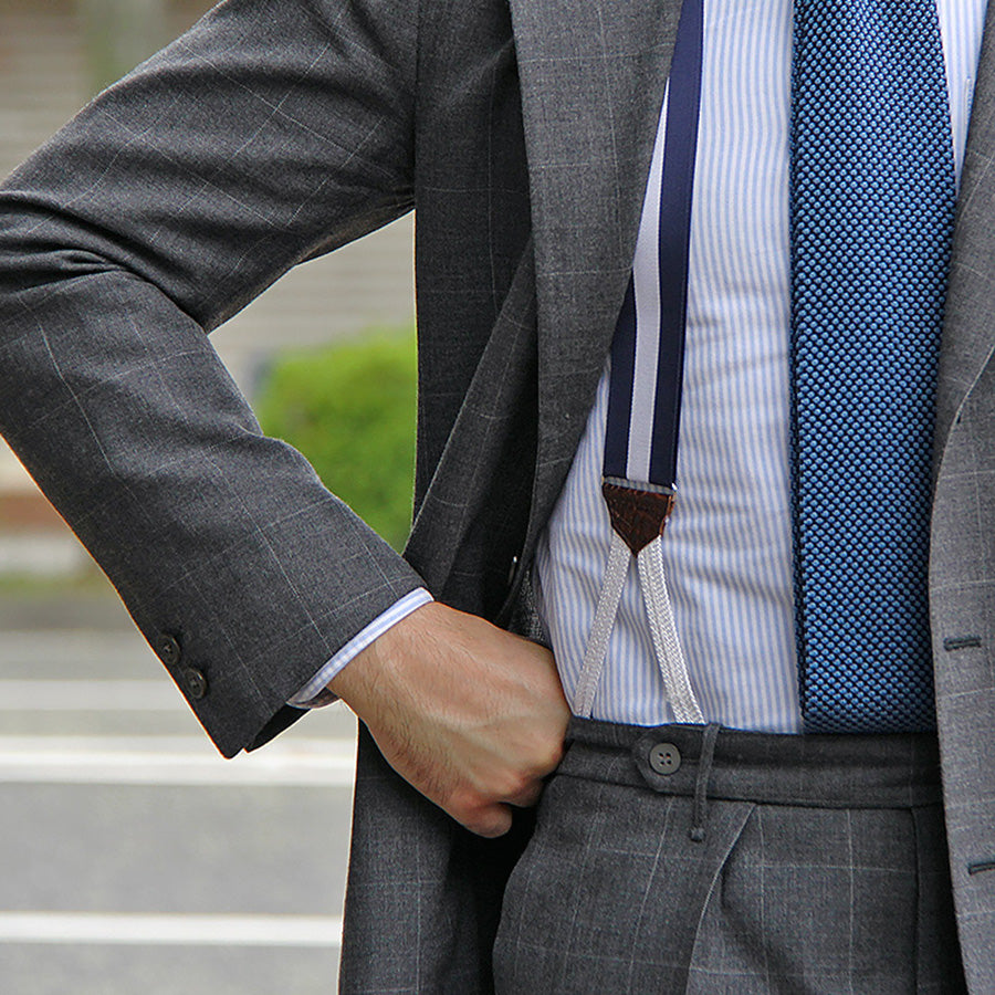 Barathea Braces - Navy / White I