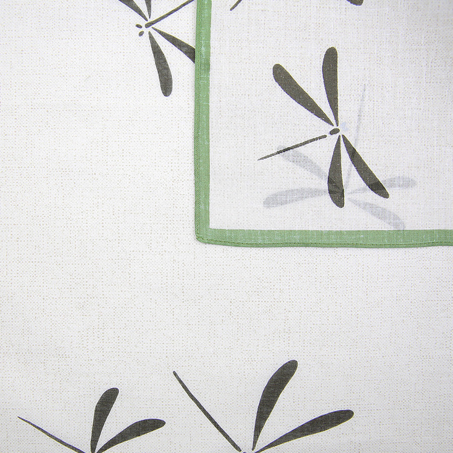 Dragonfly Motif Cotton Handkerchief - Beige