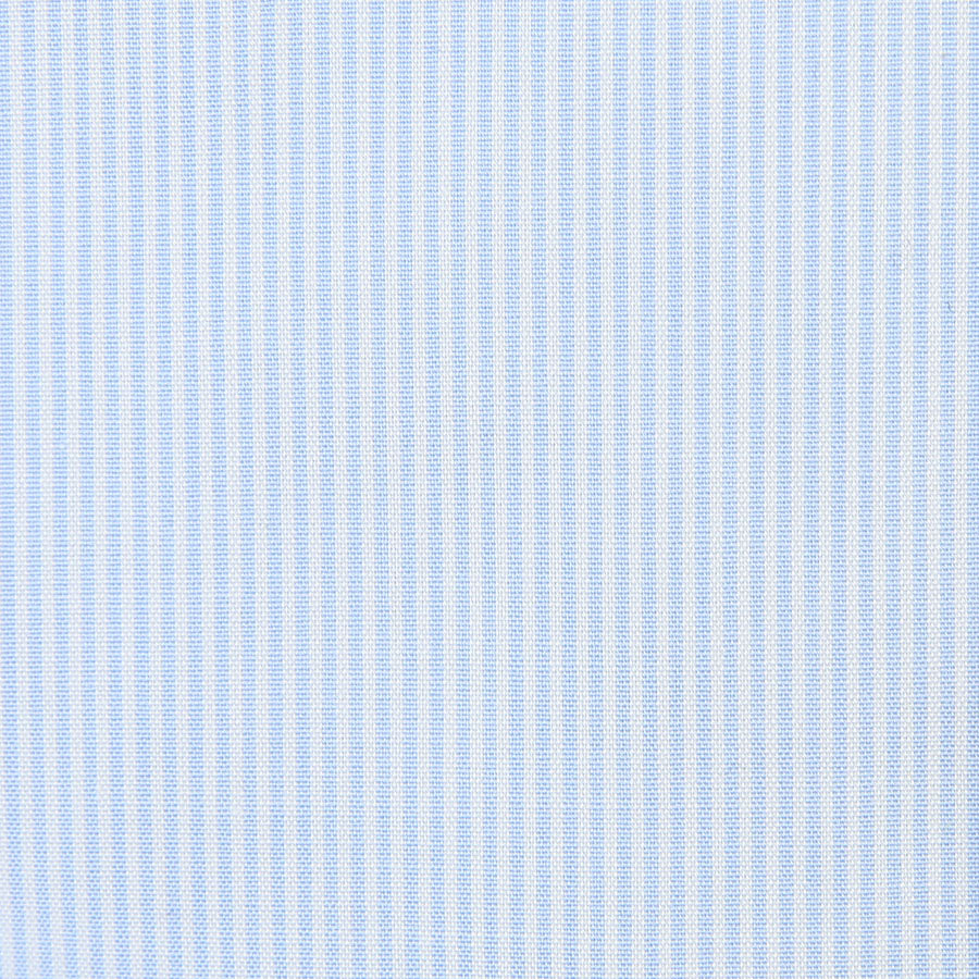 Poplin Semi Spread Shirt - White / Light Blue - Hairline Stripe