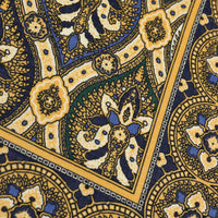 Paisley Motif Wool / Silk Pocket Square - Forest / Gold - 40x40cm