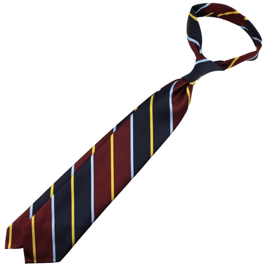 Japanese Repp Stripe Silk Tie - Burgundy / Navy