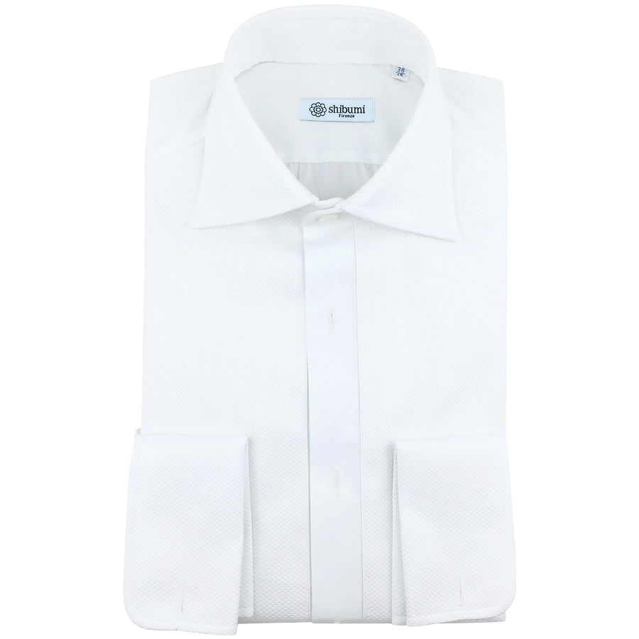 Smoking / Tuxedo Shirt - White - Marcella - Semi Spread