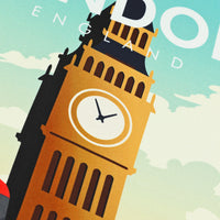 London Travel Poster Silk Pocket Square - 40x40cm