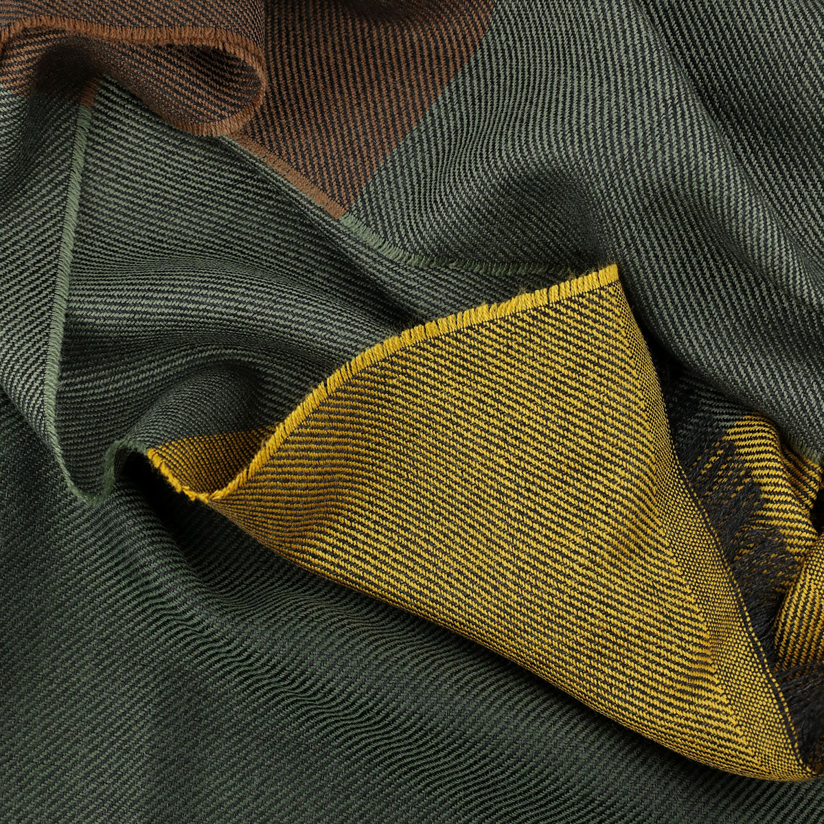 Striped Wool Scarf - Green / Brown / Yellow
